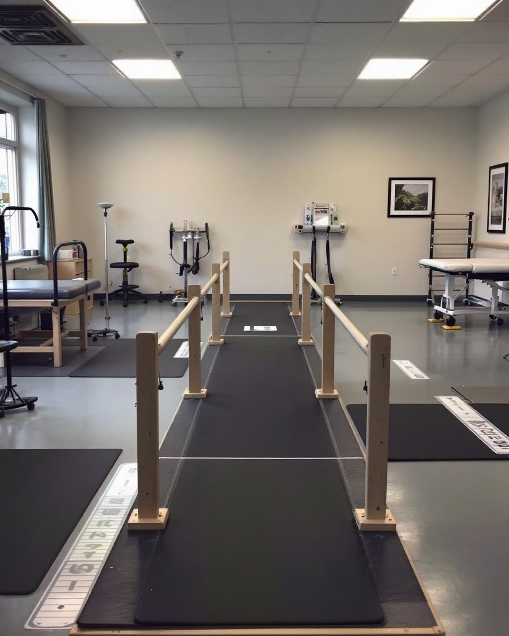 Parallel bars in a rehabilitation gym